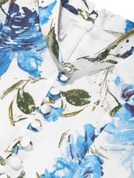 Flower-Print Cotton Dress - Blue