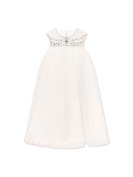 Jewel-Embellished Tulle Dress - Cream