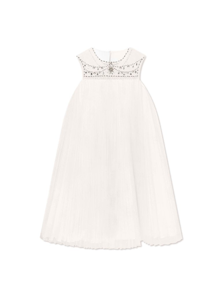 Jewel-Embellished Tulle Dress - Cream