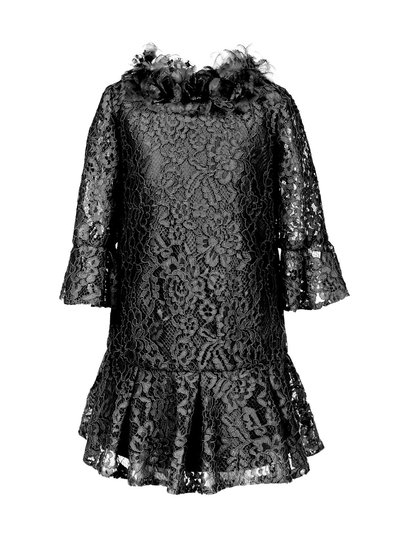 Marchesa Couture Kids Volant-Embroidered Lace Dress - Black product