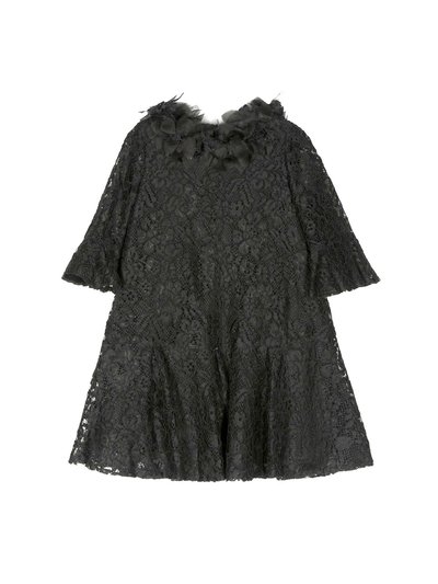 Marchesa Couture Kids Volant-Embroidered Lace Dress - Black product