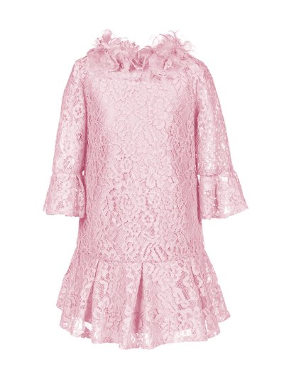 Marchesa Couture Kids Volant-Embroidered Lace Dress - Pink product