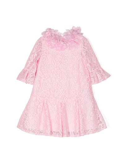 Marchesa Couture Kids Volant-Embroidered Lace Dress - Pink product