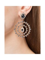 Double Hoop Crystal Earrings - Gold/Blue