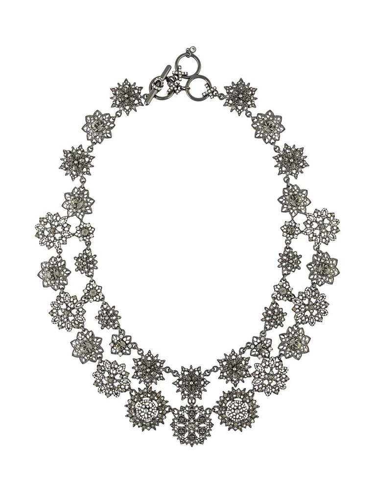 Double Strand Flower Necklace - Black Diamond