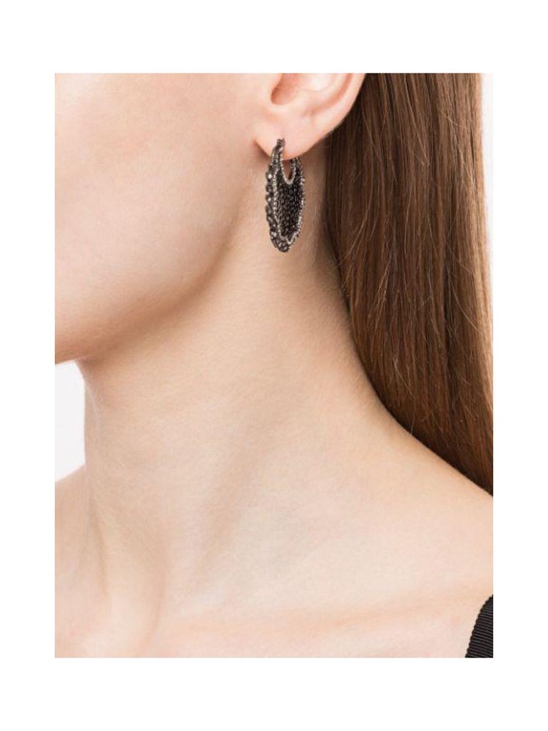 Embellished Hoop Earrings - Black Diamond