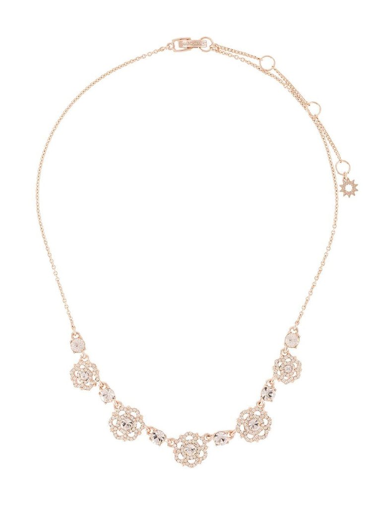 Filigree Floral Charm Link Necklace - Rose Gold