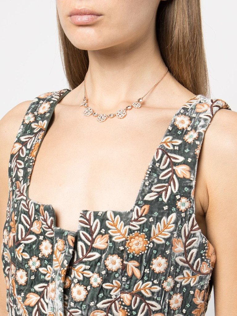 Filigree Floral Charm Link Necklace