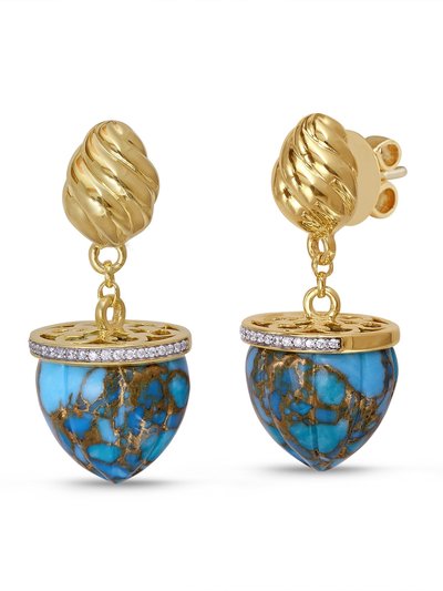 Marchesa Glory Of the Sun Turquoise And Diamond Drop Earrings In 14K Yellow Gold Plated Sterling Silver product