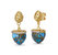 Glory Of the Sun Turquoise And Diamond Drop Earrings In 14K Yellow Gold Plated Sterling Silver - Yellow Gold