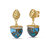 Glory Of the Sun Turquoise And Diamond Drop Earrings In 14K Yellow Gold Plated Sterling Silver - Yellow Gold