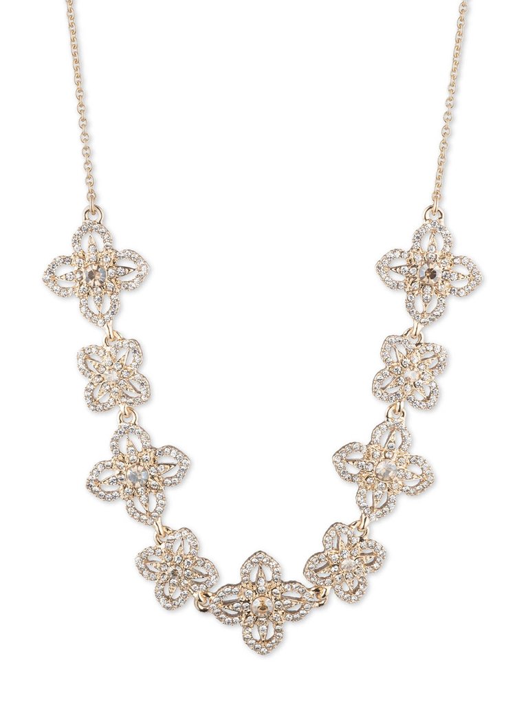 Gold Lace Floral Necklace - Gold