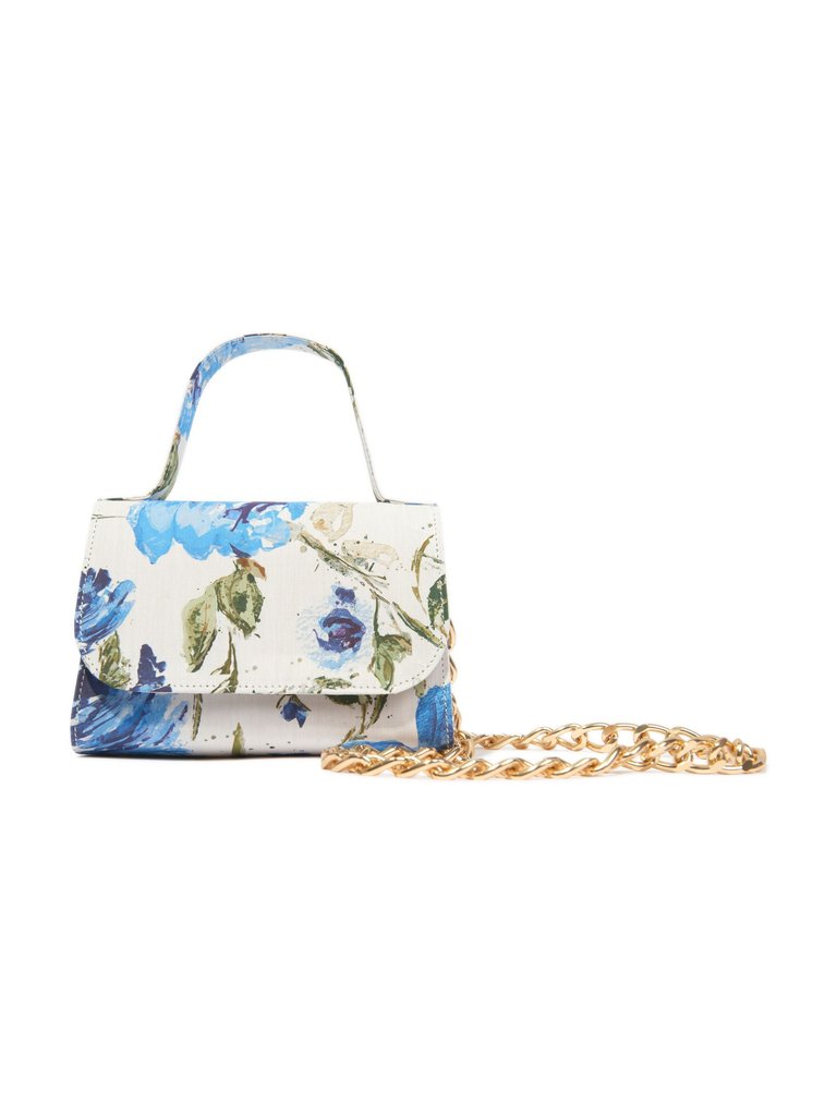 Floral Top Handle Bag - Blue