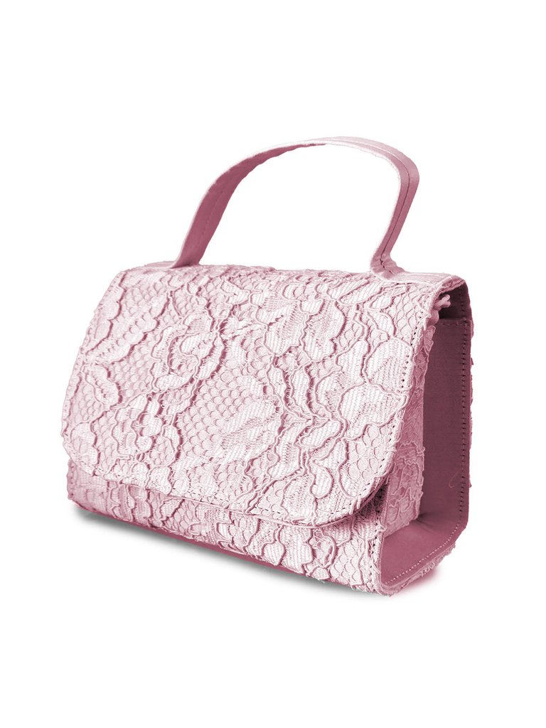 Lace Top Handle Bag - Pink