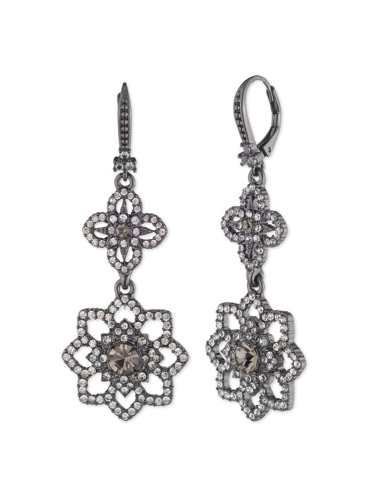 Lace Double Drop Earring - Black Diamond