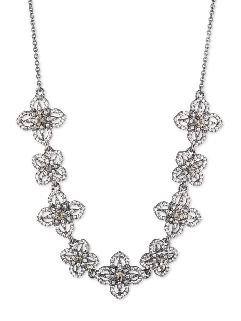 Lace Floral Necklace - Black Diamond