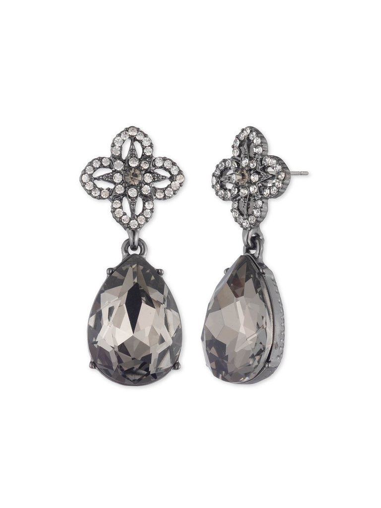 Lace Stone Post Earring - Black Diamond