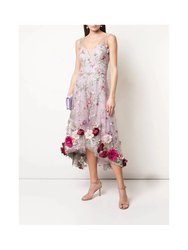 3D Floral Embroidered Hi-Low Cocktail dress - Lilac
