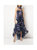 3D Floral Shirred Halter Dress - Navy
