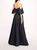 Balloon Sleeve Taffeta Gown - Black