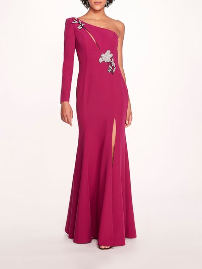 Marchesa Notte Beaded Floral Gown - Berry product