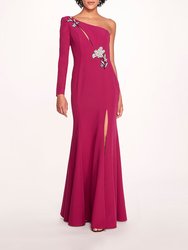 Beaded Floral Gown - Berry - Berry
