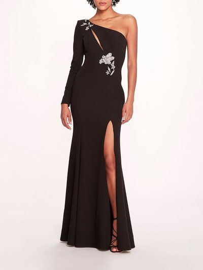 Marchesa Notte Beaded Floral Gown - Black product