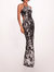 Botanical Sequin Gown - Black/Silver - Black Silver