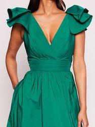 Bow Taffeta Gown - Hunter Green