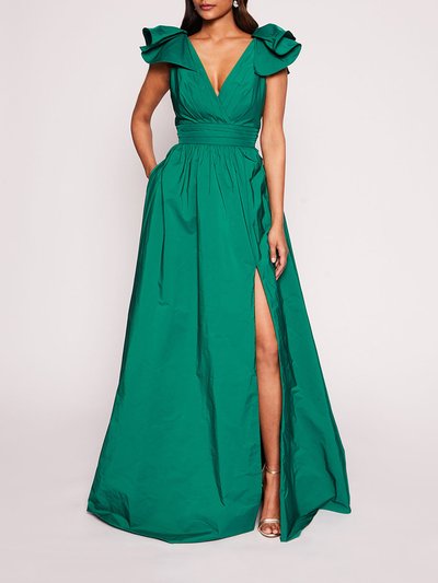 Marchesa Notte Bow Taffeta Gown - Hunter Green product