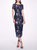 Cap Sleeve Tea - Length Gown - Navy