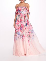 Center Knot Chiffon Gown - Blush - Blush