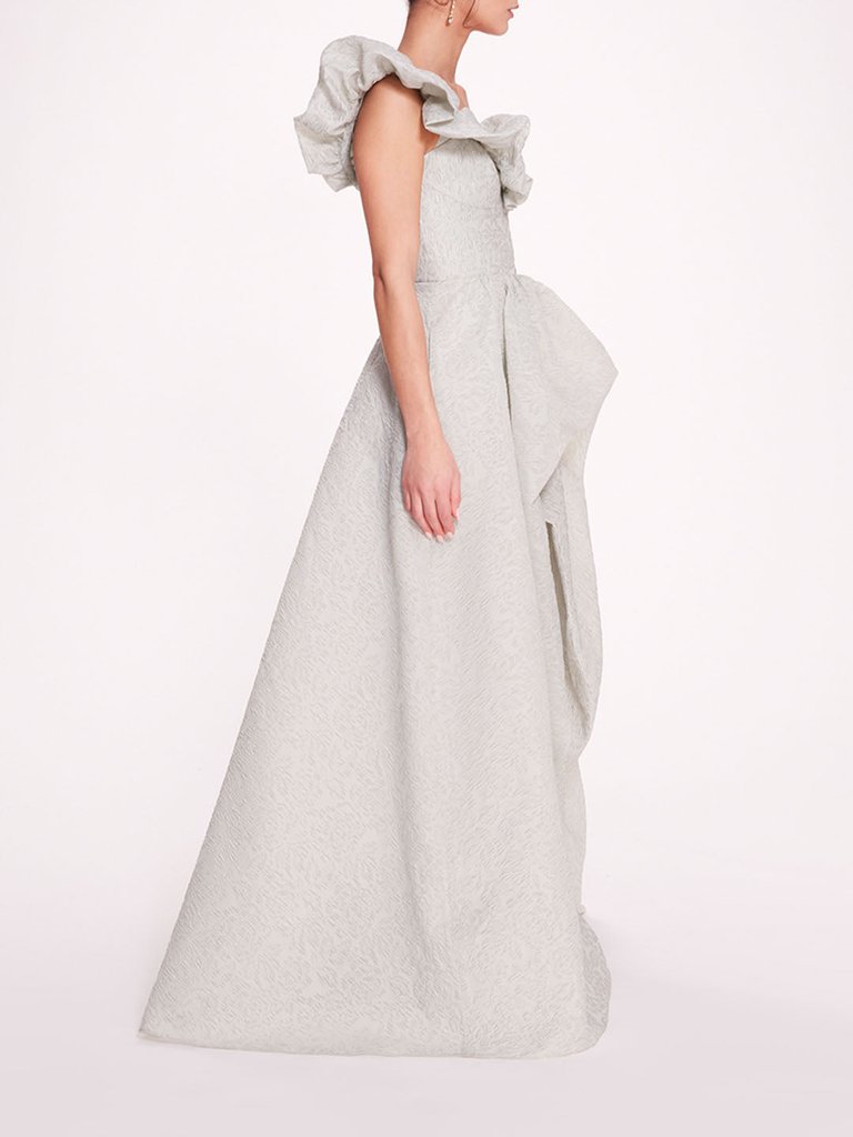 Cloque Draped Gown