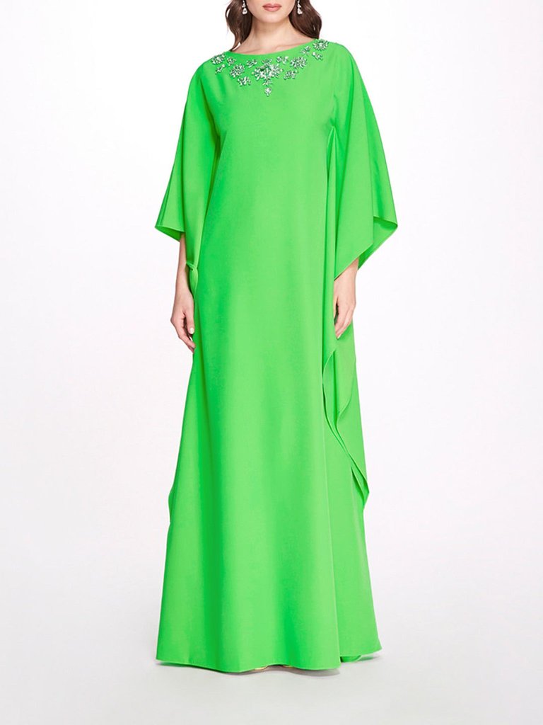 Crystal Embellished Kaftan - Lime