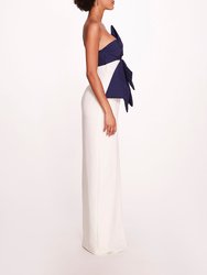 Deconstructed Bow Gown - Navy/Ivory