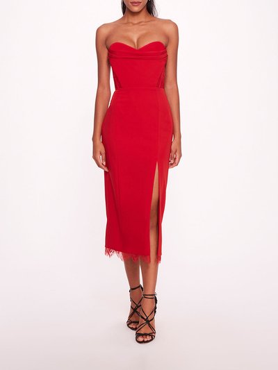 Marchesa Notte Draped Bodice Crepe Dress - Red product
