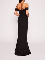 Draped Bodice Gown - Black