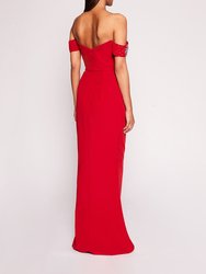 Draped Bodice Gown - Lipstick Red