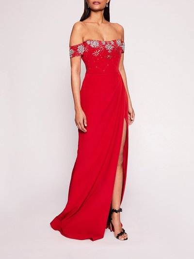 Marchesa Notte Draped Bodice Gown - Lipstick Red product