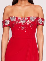 Draped Bodice Gown - Lipstick Red