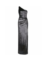 Draped Metallic Lamé Gown