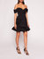 Draped Taffeta Mini Dress - Black - Black