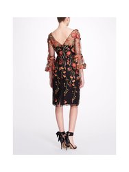 Embroidered Floral Cocktail Dress