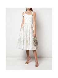 Embroidered Satin Draped Dress - Ivory