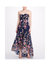 Embroidered Sweetheart Hi-Lo Gown - Navy
