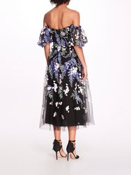 Embroidered Wisteria Dress - Black/Blush