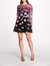 Falling Flowers Mini Dress - Black Fuchsia