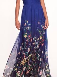 Flowering One Shoulder Gown