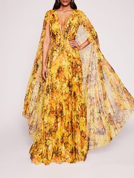 Foiled Garden Gown - Yellow/Gold
