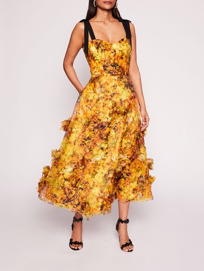 Marchesa Notte Foiled Garden Midi Dress - Yellow/Gold product